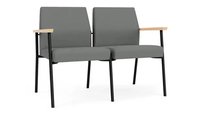 Asteroid Open House Fabric / Black Steel Finish / Natural Maple Armrests