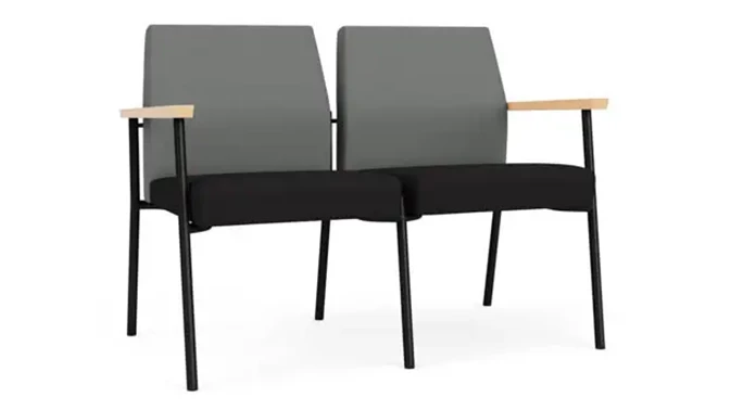 Asteroid Open House Fabric / Black Open House Fabric / Black Steel Finish / Natural Arm Cap