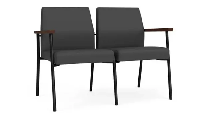 Graphite Dillon Polyurethane / Black Steel Finish / Riftwood Walnut Armrests