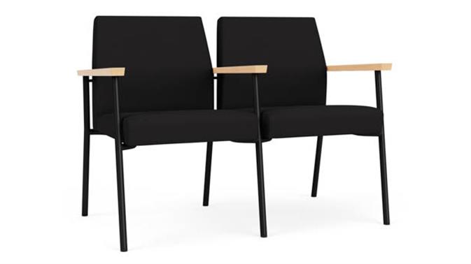 Black Open House Fabric / Black Steel Finish / Natural Maple Armrests