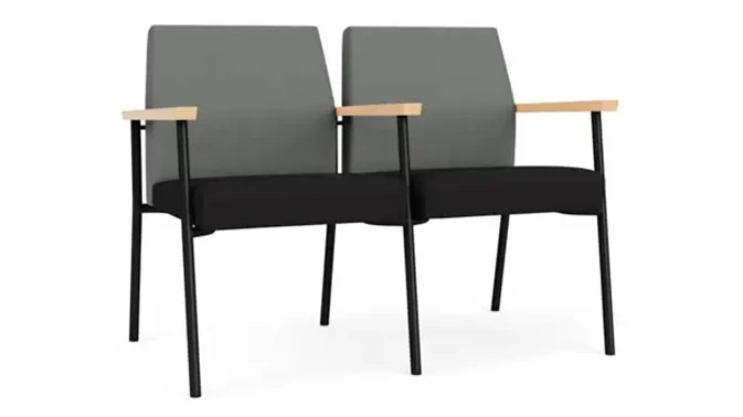 Asteroid Open House Fabric / Black Open House Fabric / Black Steel Finish / Natural Arm Cap