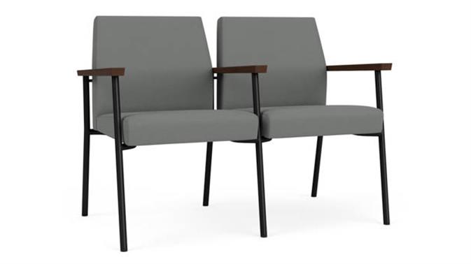 Asteroid Open House Fabric / Black Steel Finish / Riftwood Walnut Armrests