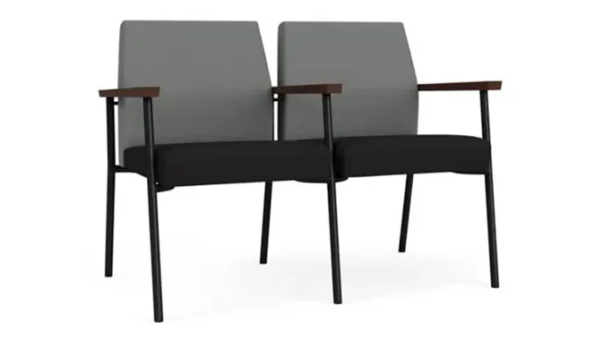 Asteroid Open House Fabric / Black Open House Fabric / Black Steel Finish / Riftwood Walnut Arm Cap