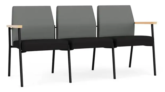 Asteroid Open House Fabric / Black Open House Fabric / Black Steel Finish / Natural Arm Cap