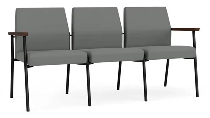 Asteroid Open House Fabric / Black Steel Finish / Riftwood Walnut Armrests