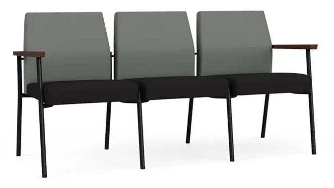 Asteroid Open House Fabric / Black Open House Fabric / Black Steel Finish / Riftwood Walnut Arm Cap