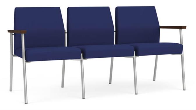 Cobalt Open House Fabric / Silver Finish / Riftwood Walnut Armrests