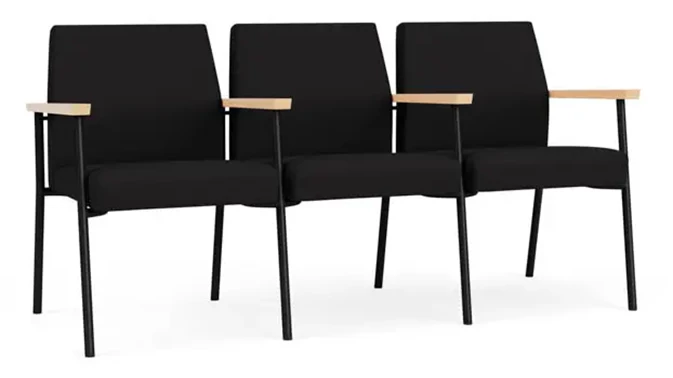 Black Open House Fabric / Black Steel Finish /Natural Maple Armrests