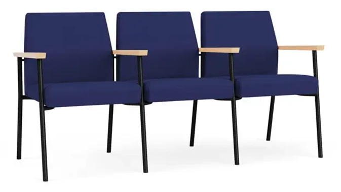 Cobalt Open House Fabric / Black Steel Finish /Natural Maple Armrests