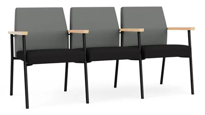 Asteroid Open House Fabric / Black Open House Fabric / Black Steel Finish / Natural Arm Cap