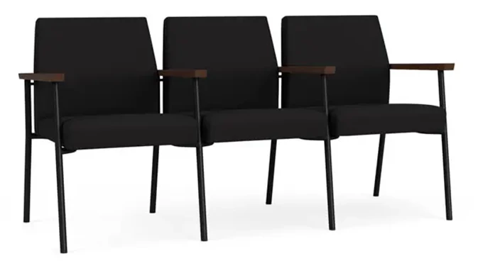 Black Open House Fabric / Black Steel Finish / Riftwood Walnut Armrests
