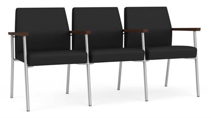 Black Dillon Polyurethane / Silver Finish / Riftwood Walnut Armrests