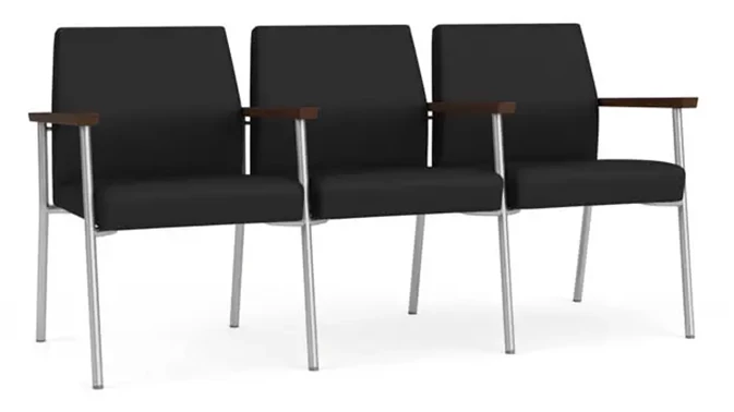 Black Dillon Polyurethane / Silver Finish / Riftwood Walnut Armrests