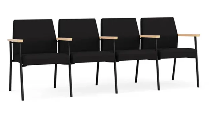 Black Open House Fabric / Black Steel Finish / Natural Maple Armrests