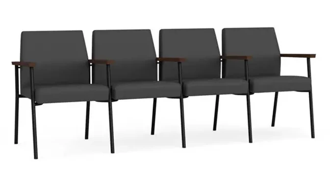 Graphite Dillon Polyurethane / Black Steel Finish / Riftwood Walnut Armrests