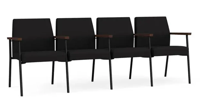 Black Open House Fabric / Black Steel Finish / Riftwood Walnut Armrests
