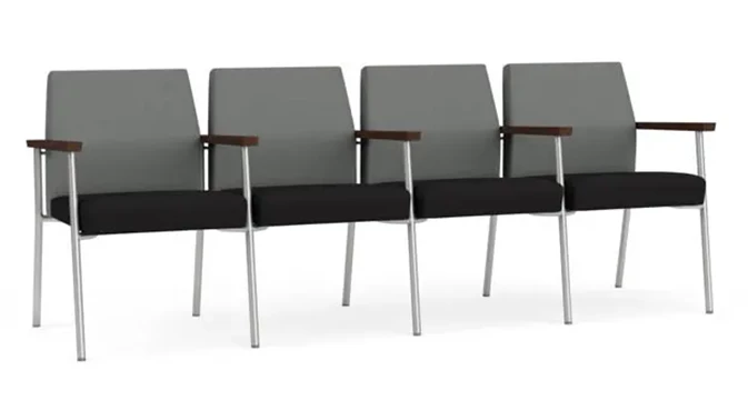 Asteroid Open House Fabric / Black Open House Fabric / Silver Finish / Riftwood Walnut Arm Cap