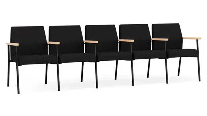 Black Open House Fabric / Black Steel Finish / Natural Maple Armrests