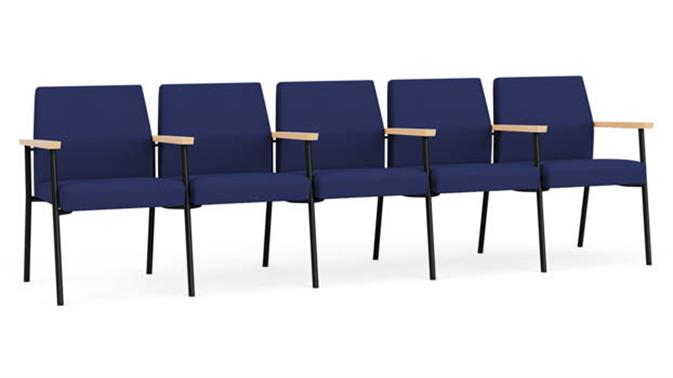 Cobalt Open House Fabric / Black Steel Finish / Natural Maple Armrests