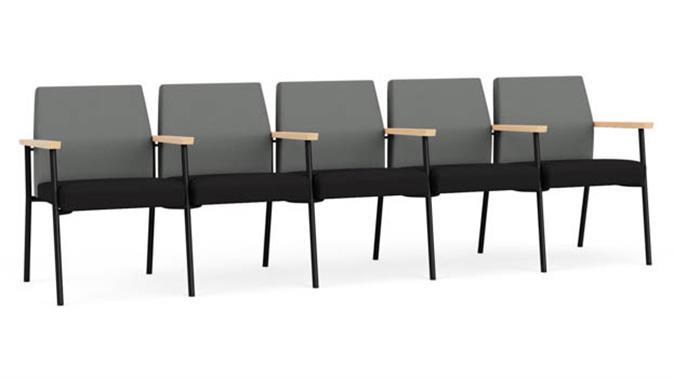Asteroid Open House Fabric / Black Open House Fabric / Black Steel Finish / Natural Arm Cap