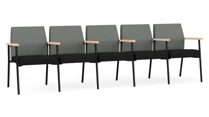 Asteroid Open House Fabric / Black Open House Fabric / Black Steel Finish / Natural Arm Cap