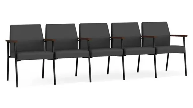 Graphite Dillon Polyurethane / Black Steel Finish / Riftwood Walnut Armrests