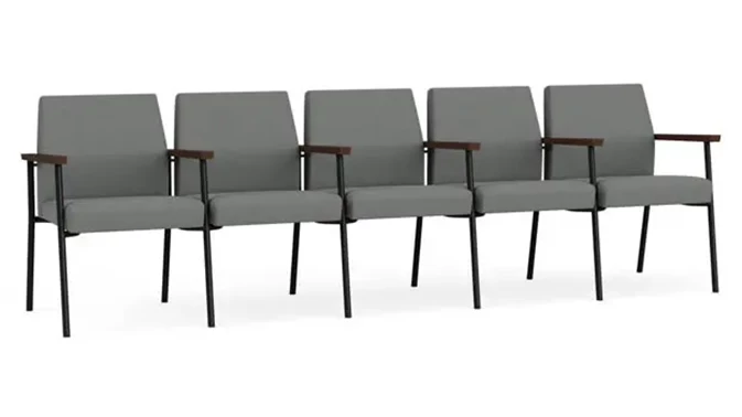 Asteroid Open House Fabric / Black Steel Finish / Riftwood Walnut Armrests