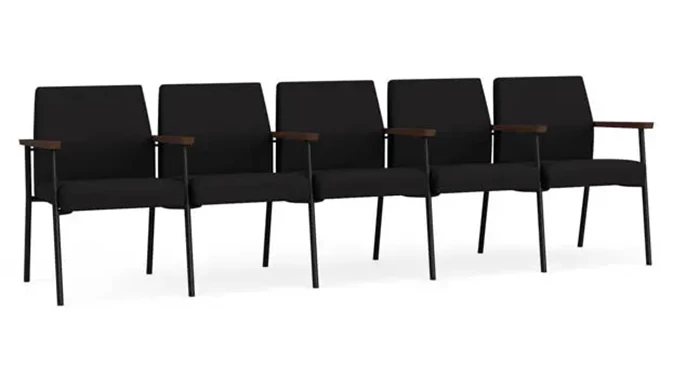 Black Open House Fabric / Black Steel Finish / Riftwood Walnut Armrests