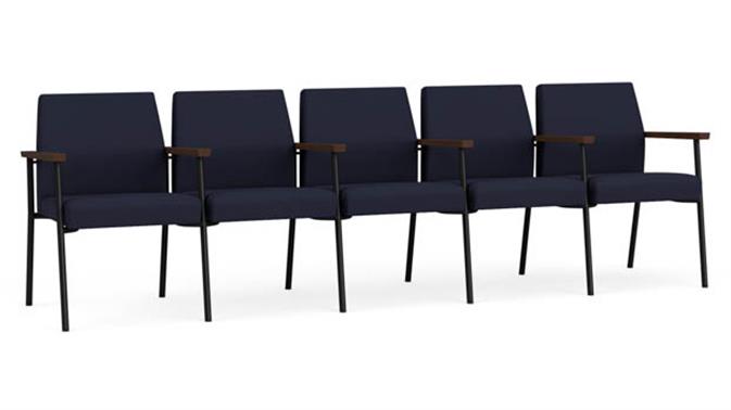 Navy Open House Fabric / Black Steel Finish / Riftwood Walnut Armrests