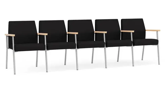 Black Open House Fabric / Silver Finish / Natural Maple Armrests