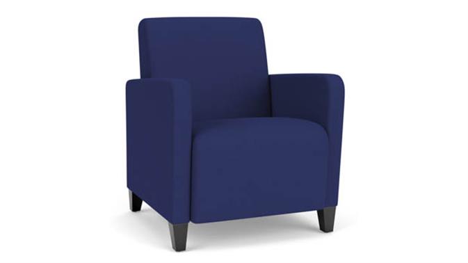 Cobalt Open House Fabric / Wood Legs, Black