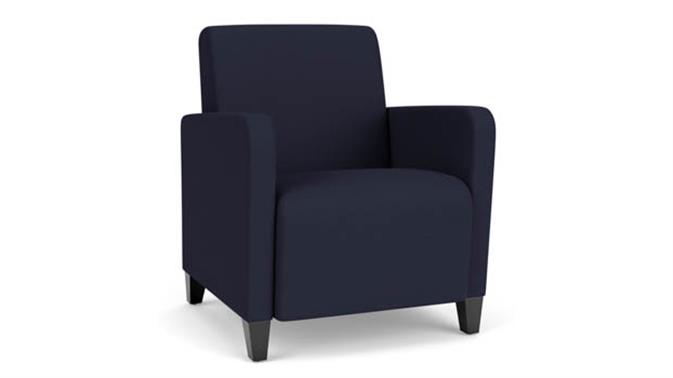 Navy Open House Fabric / Wood Legs, Black