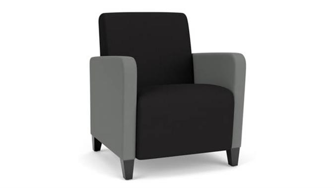 Black Open House Fabric / Asteroid Open House Fabric / Wood Legs, Black