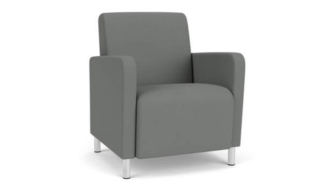Asteroid Open House Fabric / Steel Legs, Brushed Steel