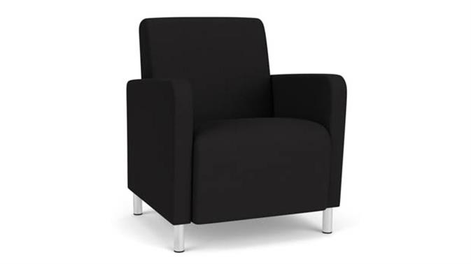 Black Open House Fabric / Steel Legs, Brushed Steel