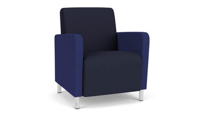 Navy Open House Fabric / Cobalt Open House Fabric / Steel Legs, Brushed Steel