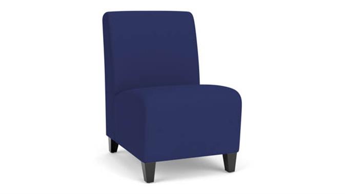 Cobalt Open House Fabric / Wood Legs, Black