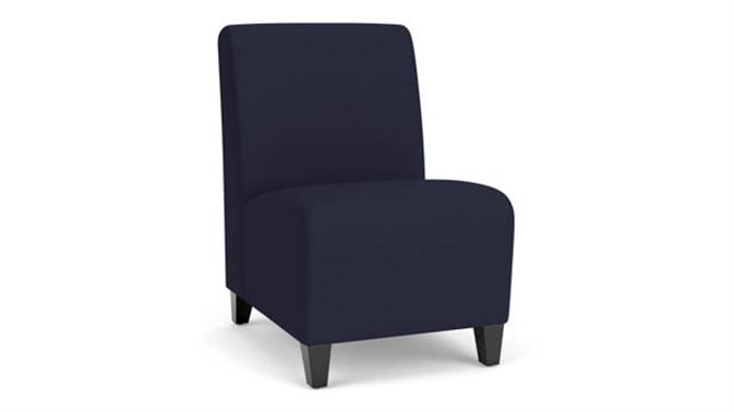 Navy Open House Fabric / Wood Legs, Black