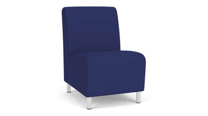 Cobalt Open House Fabric / Steel Legs, Brushed Steel