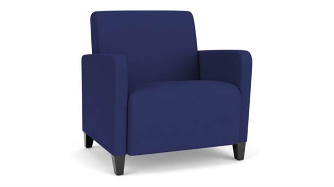 Cobalt Open House Fabric / Wood Legs, Black