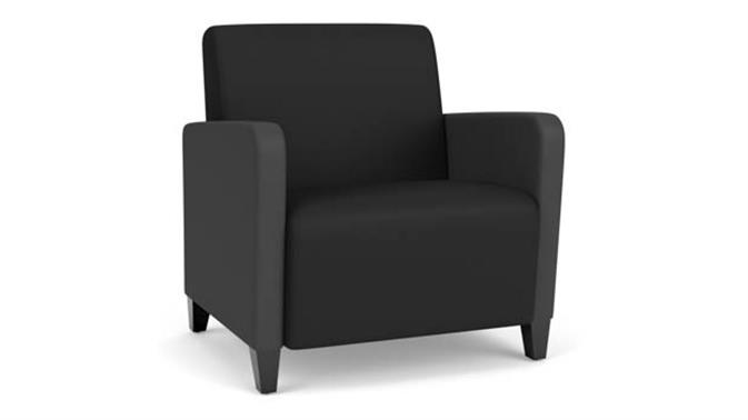 Black Dillon Polyurethane  / Graphite Dillon Polyurethane / Wood Legs, Black