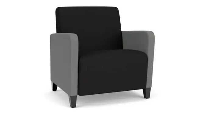 Black Open House Fabric / Asteroid Open House Fabric / Wood Legs, Black