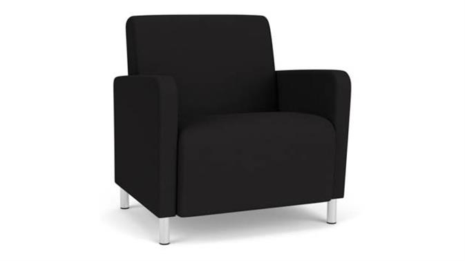Black Open House Fabric / Steel Legs, Brushed Steel