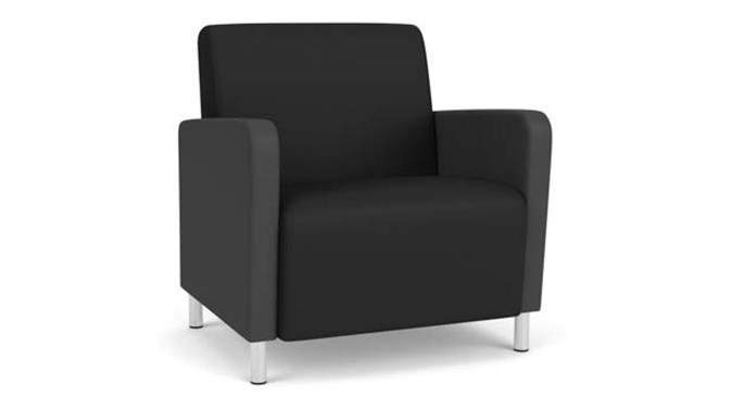 Black Dillon Polyurethane / Graphite Dillon Polyurethane / Steel Legs, Brushed Steel