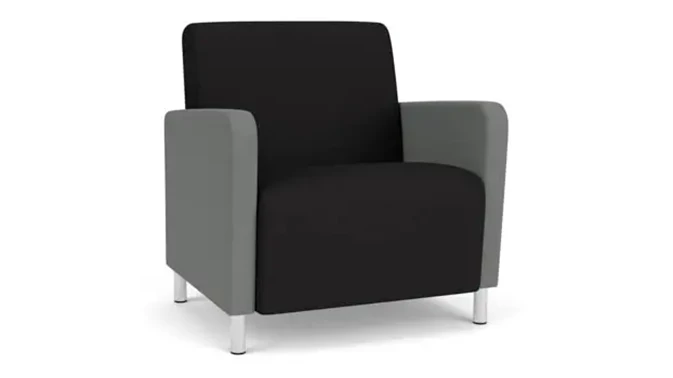 Black Open House Fabric / Asteroid Open House Fabric / Steel Legs, Brushed Steel