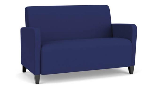 Cobalt Open House Fabric / Wood Legs, Black