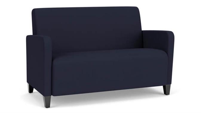 Navy Open House Fabric / Wood Legs, Black