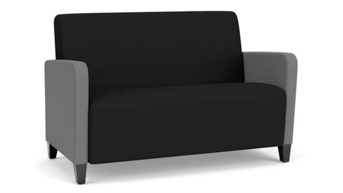 Black Open House Fabric / Asteroid Open House Fabric / Wood Legs, Black