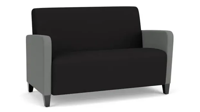 Black Open House Fabric / Asteroid Open House Fabric / Wood Legs, Black