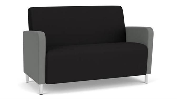 Black Open House Fabric / Asteroid Open House Fabric / Steel Legs, Brushed Steel